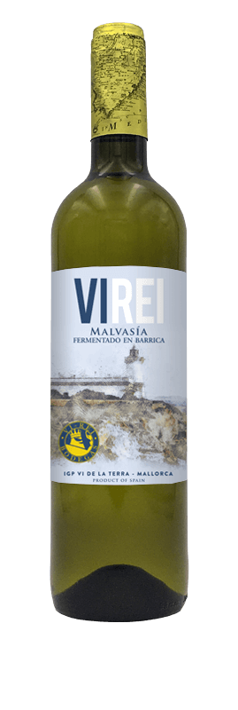 Ampolla de vi blanc malvasia fermentat en bóta 