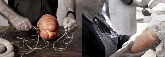 Bild des Prozesses der Herstellung von Sobrasada Pultrú