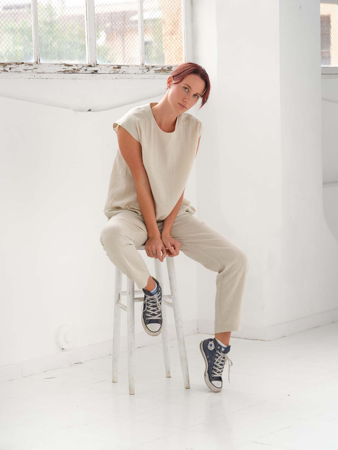 CECILIA SÖRENSEN DACUS Bio-Baumwoll-Musselin mit Leinen-Yoke