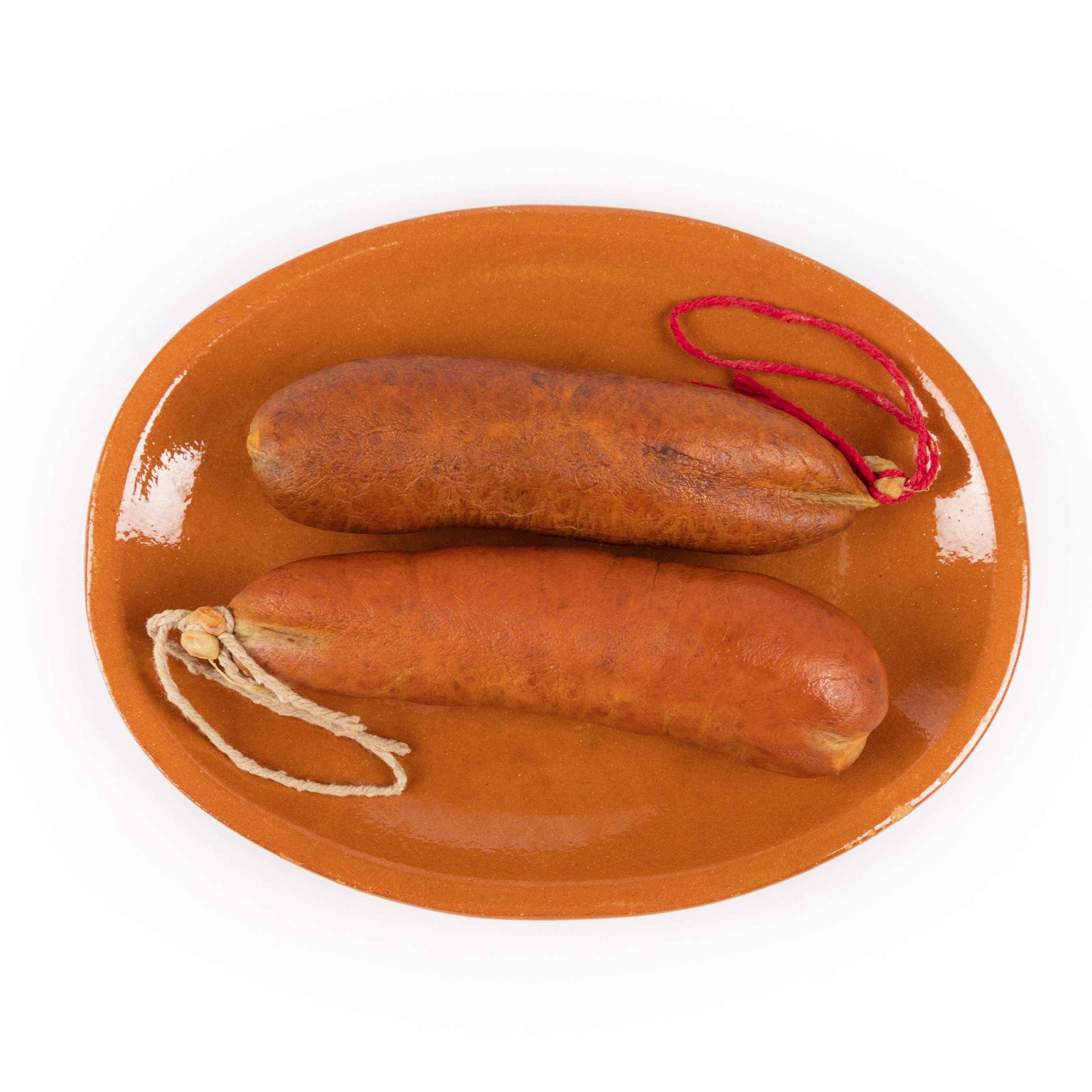 Peça de Sobrassada de Mallorca de Porc Duroc CRISOL elaborada amb carn de porc Duroc i curada en tripa natural segons la recepta tradicional.