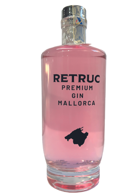 Botella de ginebra color rosa