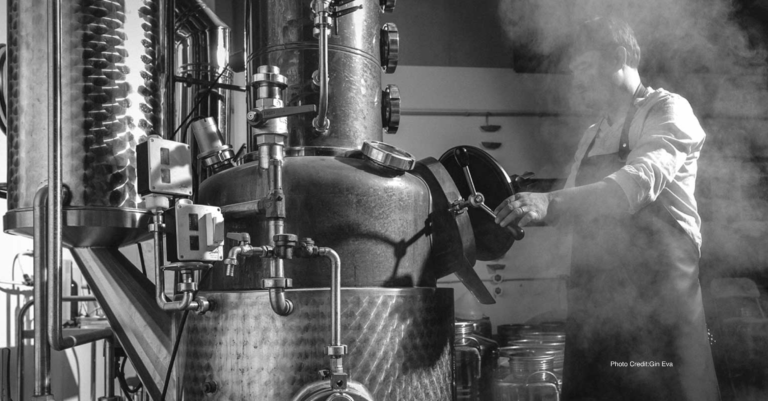 Bild der Destillation in Gin Eva